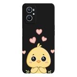 Oppo A96 4G İle Uyumlu Siyah Chick Love Desenli Silikon Kılıf