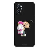 Oppo A96 4G İle Uyumlu Siyah Fluffy Hug Desenli Silikon Kılıf
