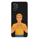Oppo A96 4G İle Uyumlu Siyah Golden Heart Desenli Silikon Kılıf