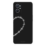 Oppo A96 4G İle Uyumlu Siyah heart string Desenli Silikon Kılıf