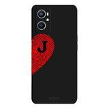 Oppo A96 4G İle Uyumlu Siyah J-Harfli Touch of Love Desenli Silikon Kılıf