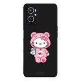 Oppo A96 4G İle Uyumlu Siyah Kitty Sip Desenli Silikon Kılıf