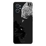 Oppo A96 4G İle Uyumlu Siyah P Harfli Wild Lovers Desenli Silikon Kılıf