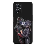 Oppo A96 4G İle Uyumlu Siyah Ride & Love Desenli Silikon Kılıf
