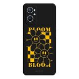 Oppo A96 4G İle Uyumlu Siyah Smile & Bloom Desenli Silikon Kılıf