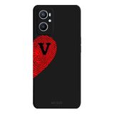 Oppo A96 4G İle Uyumlu Siyah V Harfli Touch of Love Desenli Silikon Kılıf