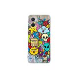 OPPO A96 ile Uyumlu Grafiti Doodle Tasarımlı Şeffaf Silikon Kılıf