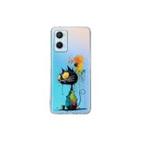 OPPO A96 ile Uyumlu Splash Kedi Tasarımlı Slimfit Şeffaf Silikon Kılıf