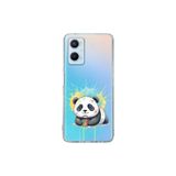 OPPO A96 ile Uyumlu Splash Panda Tasarımlı Slimfit Şeffaf Silikon Kılıf