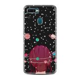 Oppo Ax7 ile Uyumlu Kılıf Desenli Silikon Güzel ile Uyumlu Kılıf Space Woman 13mate10lite