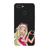 Oppo AX7 İle Uyumlu Siyah Barbie Heart Desenli Silikon Kılıf