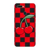 Oppo AX7 İle Uyumlu Siyah Cherry Pop Desenli Silikon Kılıf