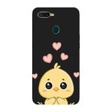 Oppo AX7 İle Uyumlu Siyah Chick Love Desenli Silikon Kılıf