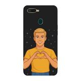 Oppo AX7 İle Uyumlu Siyah Golden Heart Desenli Silikon Kılıf