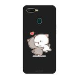 Oppo AX7 İle Uyumlu Siyah Meow Hug Desenli Silikon Kılıf