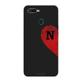 Oppo AX7 İle Uyumlu Siyah N Harfli Touch of Love Desenli Silikon Kılıf