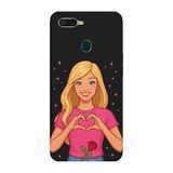 Oppo AX7 İle Uyumlu Siyah Rose Heart Desenli Silikon Kılıf