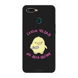 Oppo AX7 İle Uyumlu Siyah Sevimli Ördek Desenli Silikon Kılıf