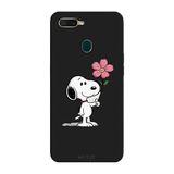 Oppo AX7 İle Uyumlu Siyah Snoopy Bloom Desenli Silikon Kılıf
