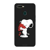 Oppo AX7 İle Uyumlu Siyah Snoopy Love Desenli Silikon Kılıf