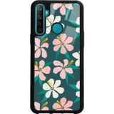 Oppo Realme 5i Leaf Flovers Tasarımlı Glossy Telefon Kılıfı Siyah