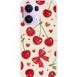 OPPO Reno 13 PRO Uyumlu Kiraz, Kırmızı Kurdele ve Kalp Baskılı Silikon Kılıf