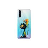 Oppo Reno 3 ile Uyumlu Splash Kedi Tasarımlı Slimfit Şeffaf Silikon Kılıf