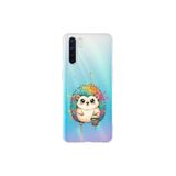 Oppo Reno 3 ile Uyumlu Splash Kirpi Tasarımlı Slimfit Şeffaf Silikon Kılıf