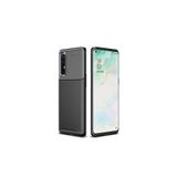 Oppo reno 3 Pro 5G Kılıf Karbon Görünümlü Silikon + Kablo Koruma + Ekran Koruma Reno 3 Pro 5g Siyah