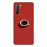 Oppo Reno 3 Uyumlu Sade Kahve Kupası Baskılı Silikon Kılıf