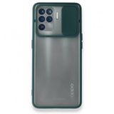 Oppo Reno 5 Lite Palm Buzlu Kamera Sürgülü Silikon Yeşil Kılıf