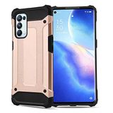 Oppo Reno 5 Pro 5G ile uyumlu Çİft Katman Koruyucu Crash Military Tank Kılıf - Rose Gold