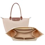 OPPOSHE Longchamp Le Pliage için Çanta Düzenleyici Ekleme, Premium Keçe Uzun Şampiyon Çanta Kadın El Çantası, 9 Bölmeli Bez Düzenleyici Ekleme (Büyük, Bej)