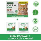 oprobiotic parazit seti kedi tüm kediler ıçin bitkisel kedi ense deri damlası ve 2 paket parazit tableti