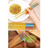 Optana 1 Çift Chopstick Yıkanabilir Organik Ahşap Desenli Bambu Yemek Çubuğu, Sushi Japon Çin Yemek Çubuğu