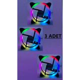 Optana 3 Adet 12 cm 3 Renk Hareketli Yanan Rgb Kasa Mining Fanı Işıklı Rainbow Kasa Soğutucu Fan 12CM 0.3A