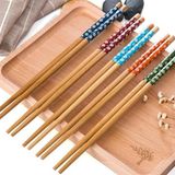 Optana 5 Çift Chopstick Yıkanabilir Desenli Bambu Yemek Sushi Çubuk