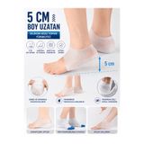optana 5 cm Silikon Boy Uzatıcı Çorap Gizli Topuk Yükseltici Tabanlık Beyaz - 1 Çift