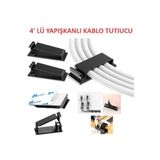 Optana Kablo Tutucu Sabitleyici Klips Yapışkanlı 4 Adet Kablo Düzenleyici Organizer