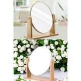 optana Masa El Şifonyer Dolap Aynası Ayarlanabilir Yuvarlak Makeup Mirror Ayna Ahşap Ayaklı Makyaj Aynası
