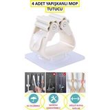 Optana Mop Banyo Askısı Çok Amaçlı Yapışkanlı Askı 4 Adet Fırça Süpürge Papas Düzenleyici Mutfak Çok Renkli