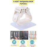 Optana Mop Banyo Askısı Çok Amaçlı Yapışkanlı Askı 4 Adet Fırça Süpürge Papas Düzenleyici Mutfak