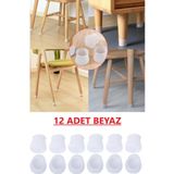 OptaPro 12 Ad BEYAZ Masa Sandalye Mobilya Ayağı Koruyucu Silikon Kılıf -Gürültü Emici Parke Koruyucu Silikon