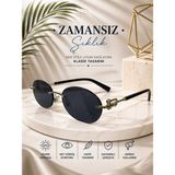 Optic Plus Metal Çerçeveli Güneş Gözlüğü Oval Siyah Camlı