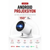 opticore Hy300 Pro Taşınabilir Android Sinema Projeksiyon Wifi Destekli En Güncel Sürüm Akıllı Projektör Beyaz Ultra HD