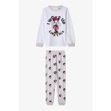 Optik Beyaz Kız Çocuk Minnie Mouse Pamuklu Uzun Kollu 2'li Pijama Takımı
