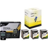 Optima Kan Şekeri Ölçüm Cihazı 150 Adet Strip ve 100 Adet Opti-Clix Parmak Konforlu Kullanım İçin