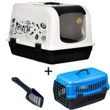 Optimal Kapalı Lüx Kedi Tuvalet Kabı + Taşıma Kabı
