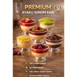OPTİMEX 12 Adet Ayaklı Mika Kristal Sunum Kabı 200 cc Şeffaf Sert Plastik Tatlı Meze Dondurma Magnolya kase