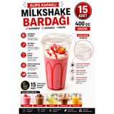 OPTİMEX 400 cc Klips Kapaklı PET Plastik Milkshake Bardağı 15 Adet Şeffaf Soğuk İçecek Bardağı Smoothie Limonata Frappe Kahve Bardağı